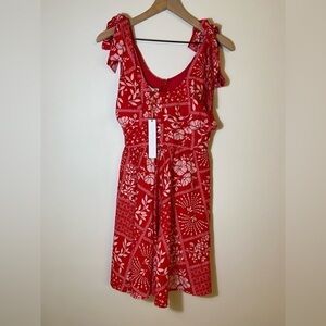 Nwt | House Of Harlow x Revolve Linen Fit Flare Tie Strap Red Dress | Size XS